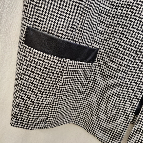 NWT Pendleton Virgin Wool Houndstooth jacket with leather trim, size 12 - Picture 4 of 11